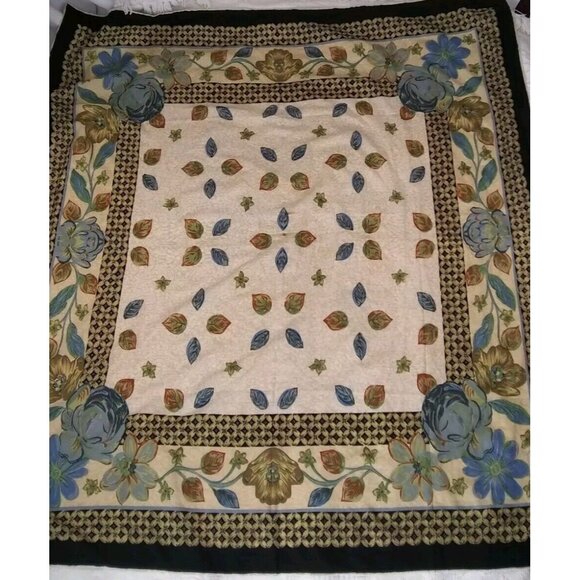 Vtg. As Ipek Floral Ornate Turkish Silk? Scarf XL 45.25" X 41.25" Flaws READ - Picture 3 of 12